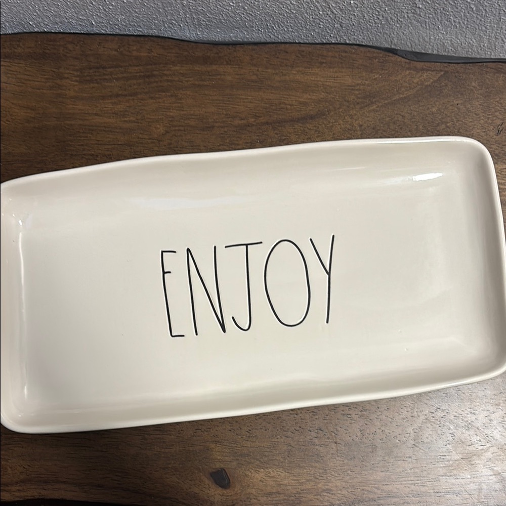Rae Dunn Cream 'Enjoy' Rectangular Tray